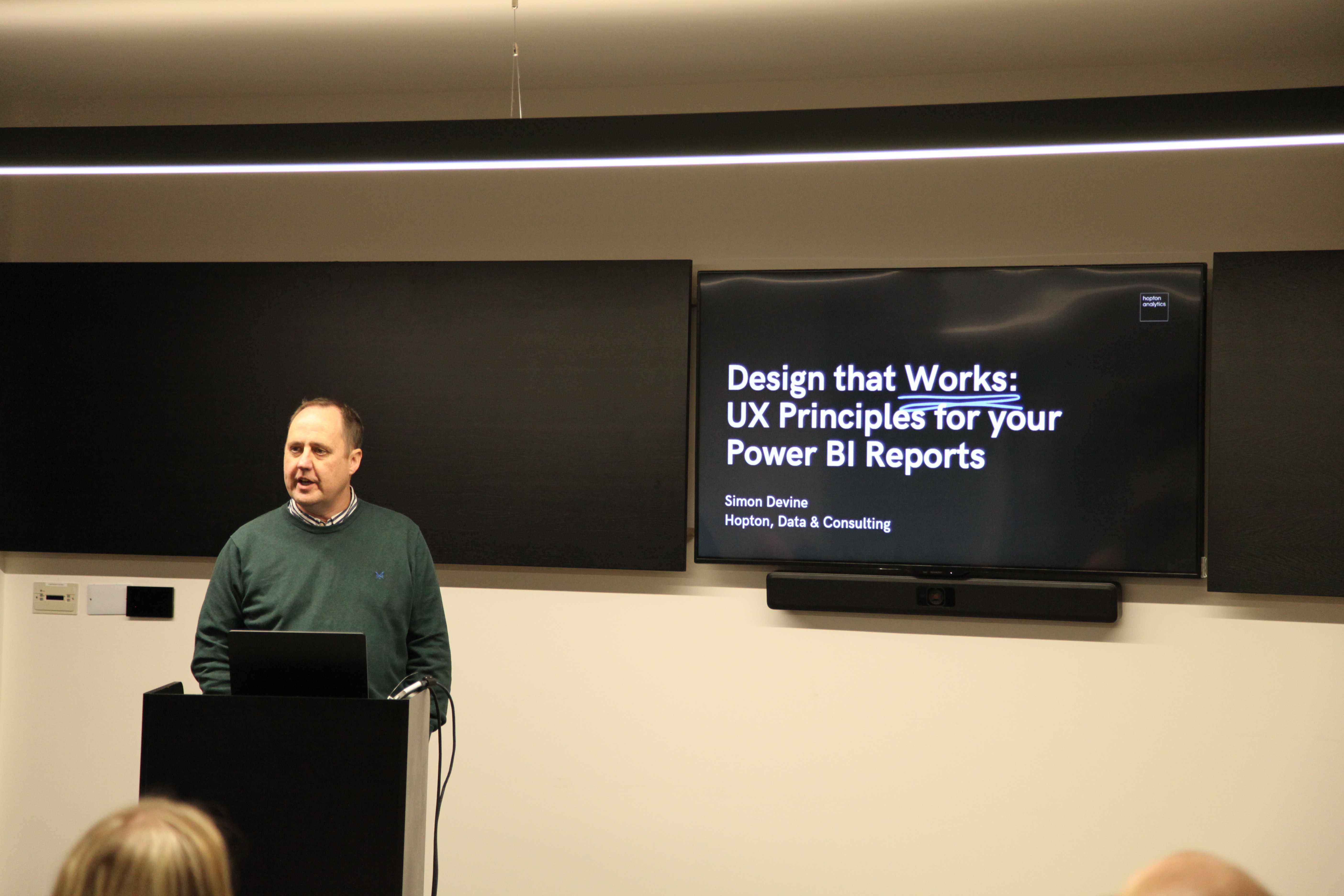 Hopton Analytics presenting at a Power BI event